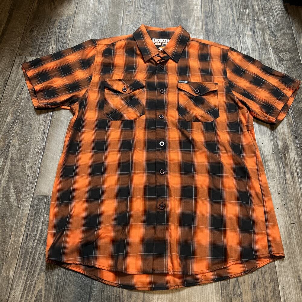 Dixxon M Aqqaz Short Sleeve Bamboo Shirt The Trifecta Quantico Mens Plaid Orang